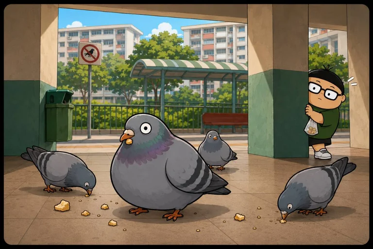 Pigeons hinting at a tiny Singapore offence in FINE